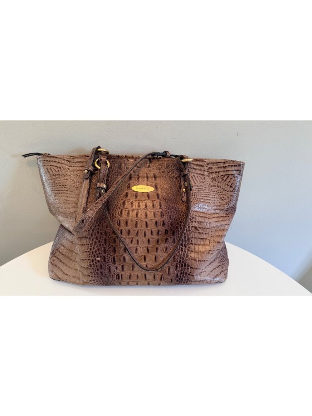 Brahmin Asher Tote Croc-Embossed Leather Shoulder Bag With Gold Hardware